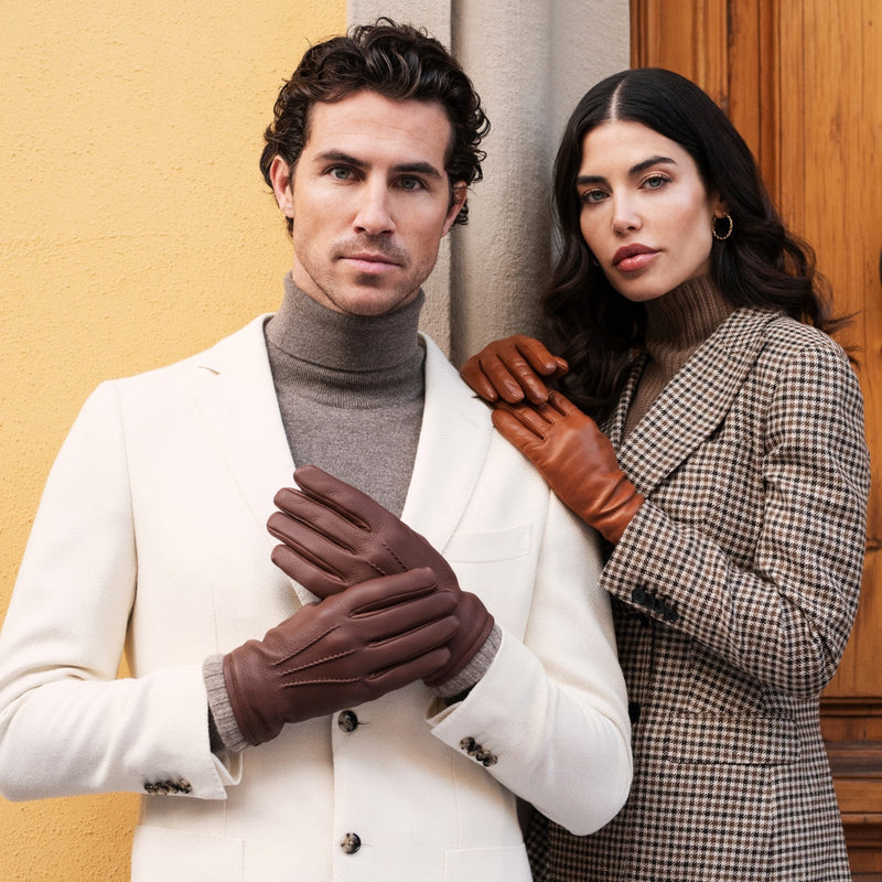 Gants en Cuir Marron Homme - Peau de daim - Fabriqués à la main en Italie – Gants en Cuir de Luxe – Fait à la Main en Italie - Fratelli Orsini® - 10