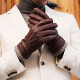 Gants en Cuir Marron Homme - Peau de daim - Fabriqués à la main en Italie – Gants en Cuir de Luxe – Fait à la Main en Italie - Fratelli Orsini® - 11
