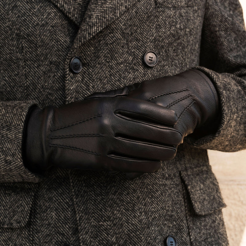 Gants en Cuir Noir Hommes - Peau de daim - Fabriqués à la main en Italie – Gants en Cuir de Luxe – Fait à la Main en Italie - Fratelli Orsini® - 9