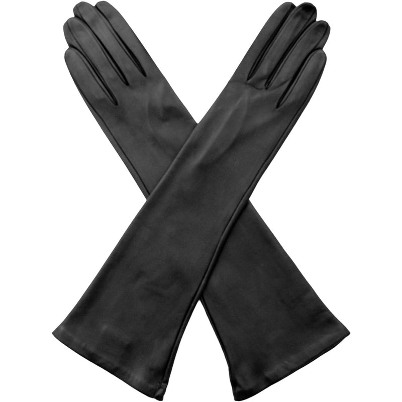 Lucia (noir) - Gants opéra en cuir 12 boutons non doublés