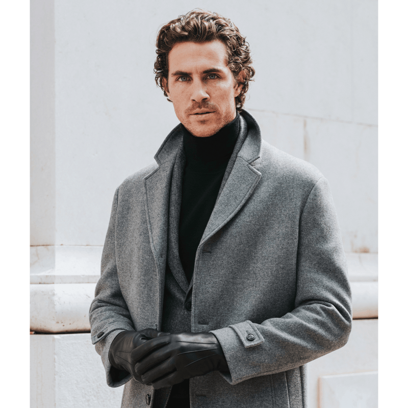 Gants en Cuir Homme Noir - Fourrure Blanche - Fabriqués à la main en Italie – Gants en Cuir de Luxe – Fait à la Main en Italie - Fratelli Orsini® - 10
