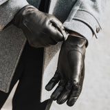 Gants en Cuir Homme Noir - Fourrure Blanche - Fabriqués à la main en Italie – Gants en Cuir de Luxe – Fait à la Main en Italie - Fratelli Orsini® - 8