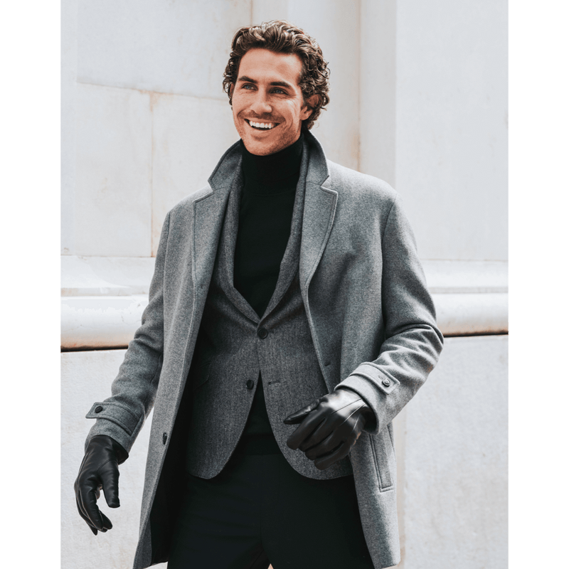 Gants en Cuir Homme Noir - Fourrure Blanche - Fabriqués à la main en Italie – Gants en Cuir de Luxe – Fait à la Main en Italie - Fratelli Orsini® - 7