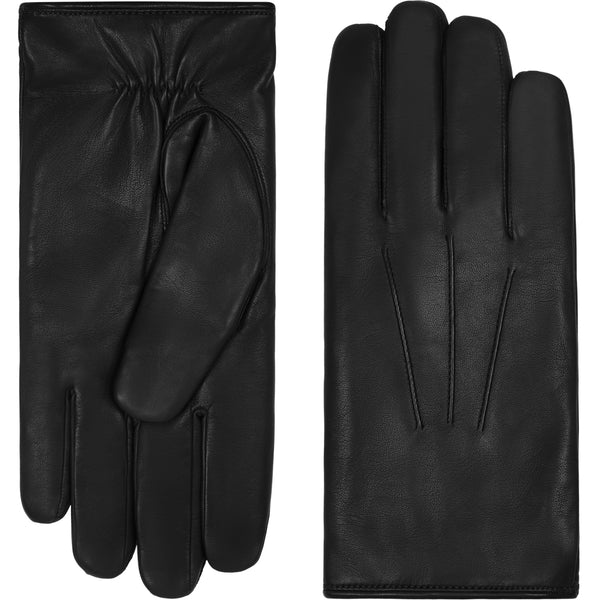 Marco (Noir) - Gants en agneau à doublure en fourrure marron/beige
