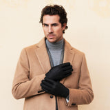 Gants en Cuir Pécari Noir - 100% Cachemire - Fabriqués à la main en Italie – Gants en Cuir de Luxe – Fait à la Main en Italie - Fratelli Orsini® - 4