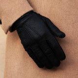 Gants en Cuir Pécari Noir - 100% Cachemire - Fabriqués à la main en Italie – Gants en Cuir de Luxe – Fait à la Main en Italie - Fratelli Orsini® - 5