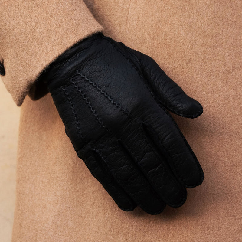 Gants en Cuir Pécari Noir - 100% Cachemire - Fabriqués à la main en Italie – Gants en Cuir de Luxe – Fait à la Main en Italie - Fratelli Orsini® - 5