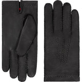 Antonio (Noir) - Gants en cuir de pécari à doublure en cachemire