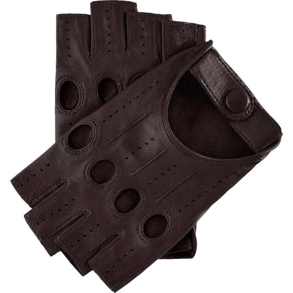 Gants de Conduite sans Doigts Femme Marron Foncé - Fabriqués en Italie – Gants en Cuir de Luxe – Fait à la Main en Italie - Fratelli Orsini® - 1