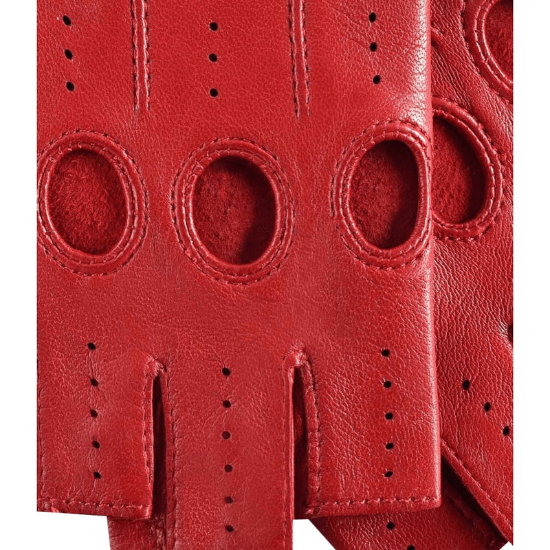 Gants de Conduite Femmes Rouge - Sans doigts - Fabriqués á la main en Italie – Gants en Cuir de Luxe – Fait à la Main en Italie - Fratelli Orsini® - 5