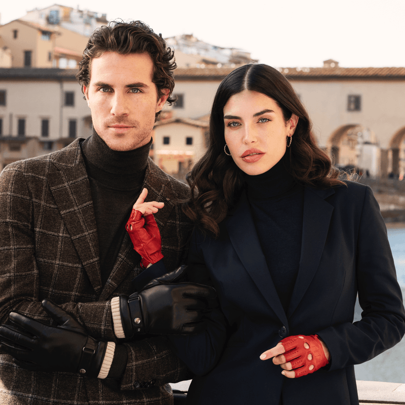 Gants de Conduite Femmes Rouge - Sans doigts - Fabriqués á la main en Italie – Gants en Cuir de Luxe – Fait à la Main en Italie - Fratelli Orsini® - 7