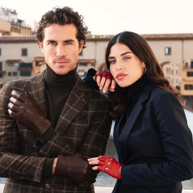 Gants de Conduite Femmes Rouge - Sans doigts - Fabriqués á la main en Italie – Gants en Cuir de Luxe – Fait à la Main en Italie - Fratelli Orsini® - 9