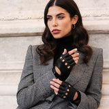 Gants de Conduite Femmes Noirs - Sans doigts - Fabriqués á la main en Italie – Gants en Cuir de Luxe – Fait à la Main en Italie - Fratelli Orsini® - 5