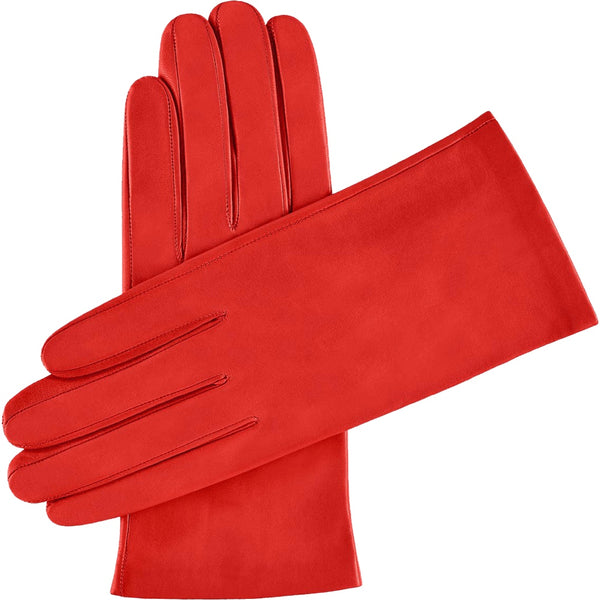 Gants en Cuir Femme Rouge - Soie - Fabriqués à la Main en Italie – Gants en Cuir de Luxe – Fait à la Main en Italie - Fratelli Orsini® - 1