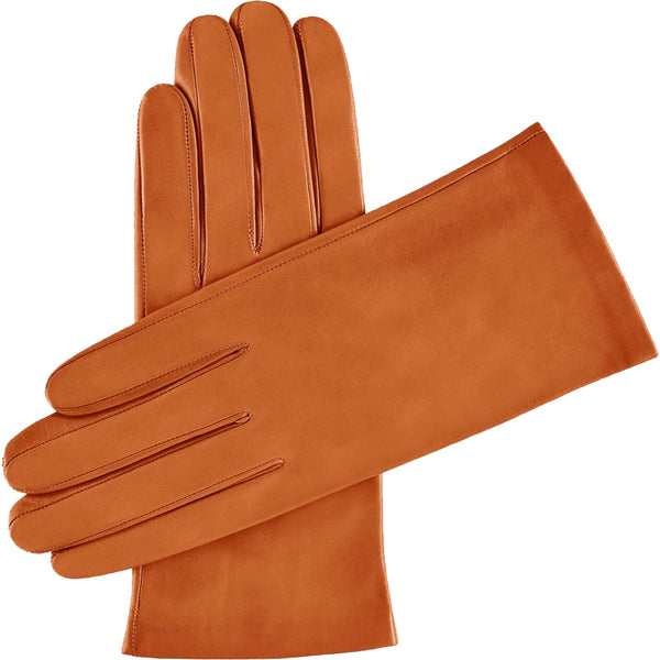 Gants en Cuir Femme Cognac - Soie - Fabriqués á la main en Italie – Gants en Cuir de Luxe – Fait à la Main en Italie - Fratelli Orsini® - 1
