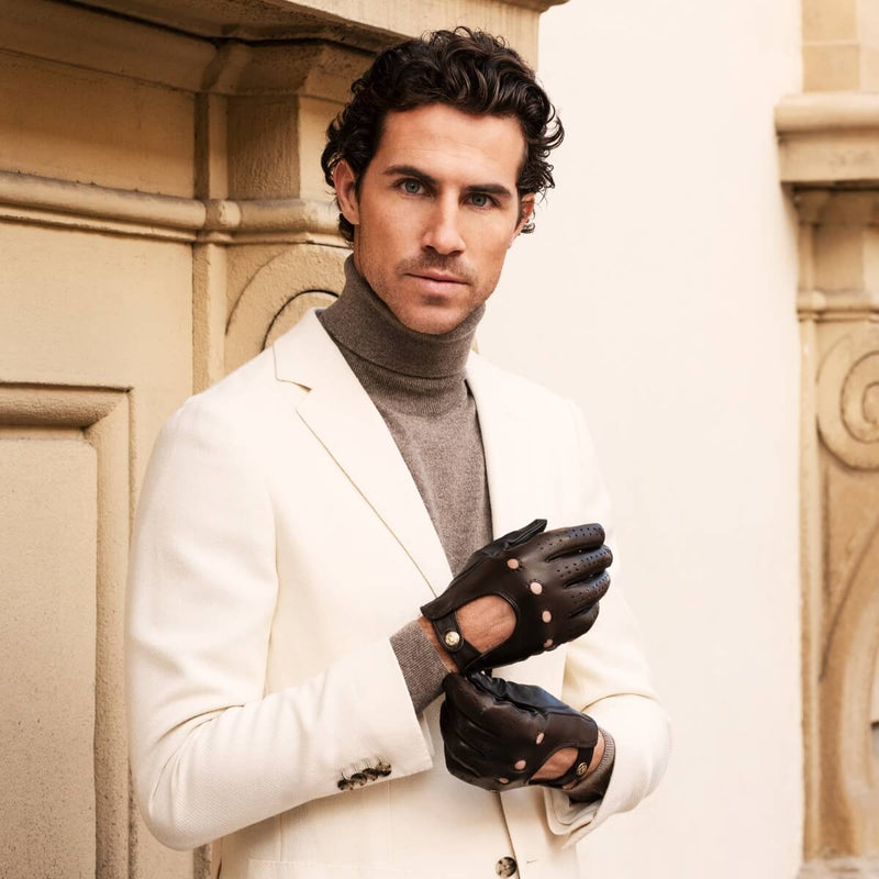 Gants de voiture pour hommes Marron - Écran tactile - Fabriqués à la Main en Italie – Gants en Cuir de Luxe – Fait à la Main en Italie - Fratelli Orsini® - 2