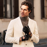 Gants de voiture pour homme noir - Écran tactile - Fabriqués à la Main en Italie – Gants en Cuir de Luxe – Fait à la Main en Italie - Fratelli Orsini® - 2