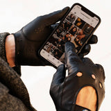 Gants de voiture pour homme noir - Écran tactile - Fabriqués à la Main en Italie – Gants en Cuir de Luxe – Fait à la Main en Italie - Fratelli Orsini® - 3