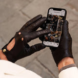 Gants de voiture pour hommes Marron - Écran tactile - Fabriqués à la Main en Italie – Gants en Cuir de Luxe – Fait à la Main en Italie - Fratelli Orsini® - 3