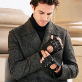 Gants de voiture pour hommes Noir - Peau de daim - Fabriqués à la Main en Italie – Gants en Cuir de Luxe – Fait à la Main en Italie - Fratelli Orsini® - 4